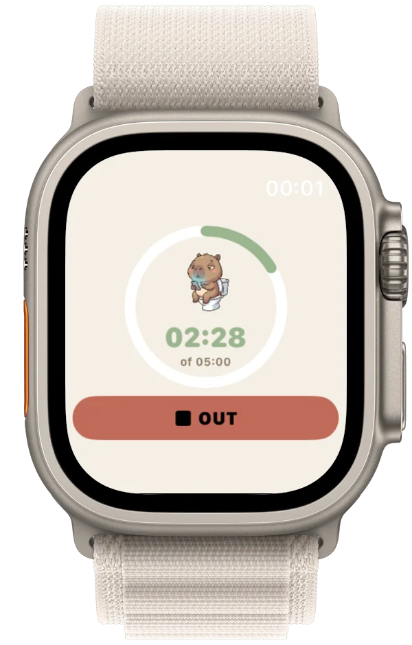 FlushFit on Apple Watch — active session